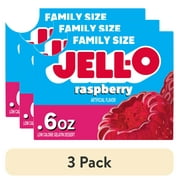 (3 pack) Jell-O Raspberry Zero Sugar Gelatin Dessert Mix, Family Size, 0.6 oz Box