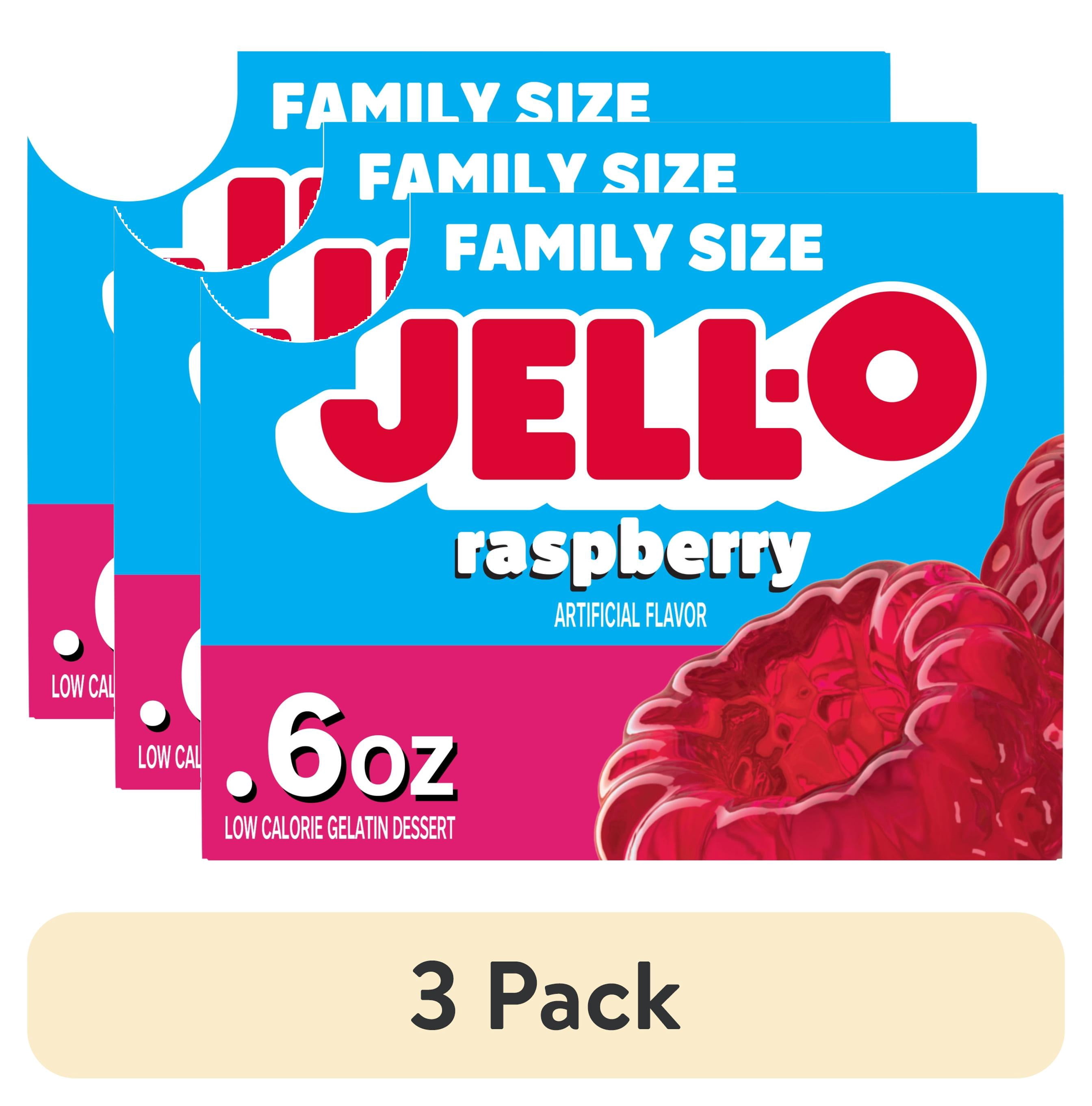 3 pack) Jell-O Raspberry Zero Sugar Gelatin Dessert Mix, Family