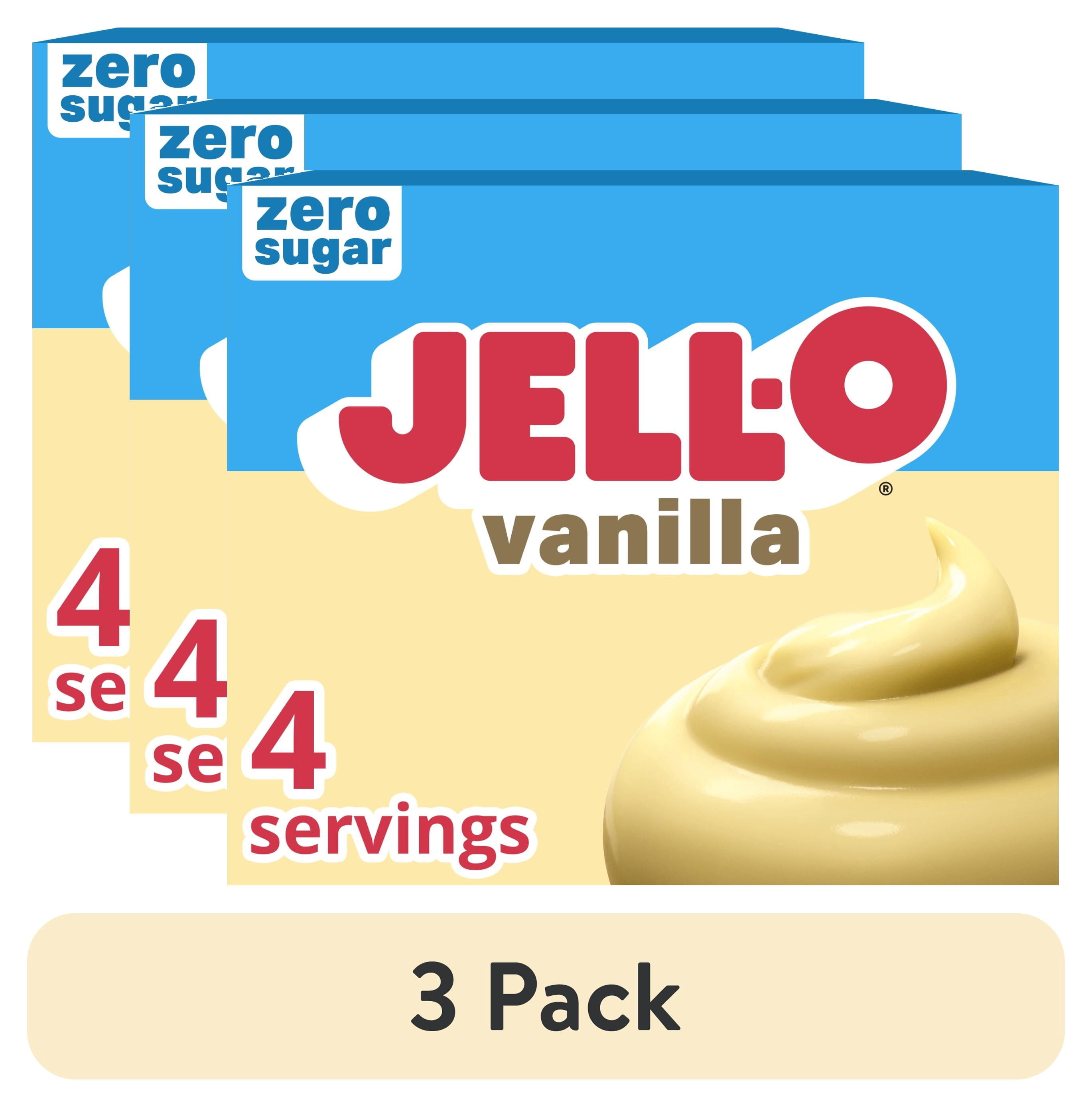 (3 pack) Jell-O Vanilla Zero Sugar Instant Reduced Calorie Pudding & Pie Filling Mix, 1 oz. Box
