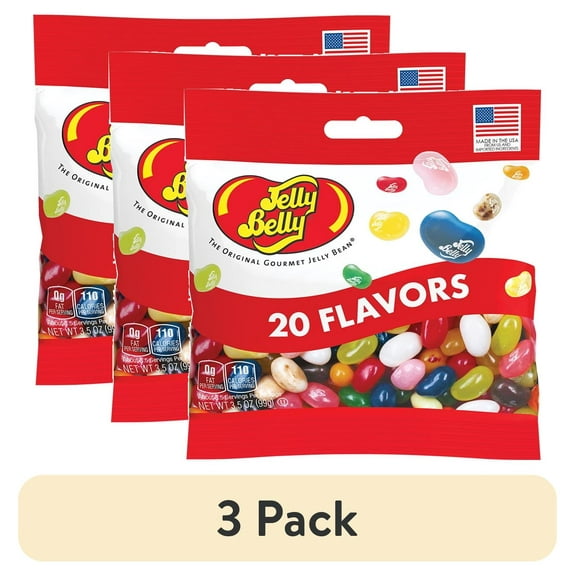 (3 pack) Jelly Belly 20 Flavor Assorted Jelly Beans - 3.5 oz Grab & Go Bag