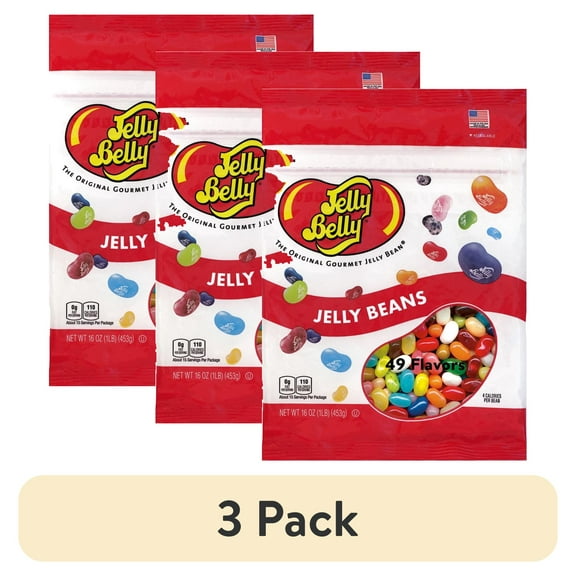 (3 pack) Jelly Belly 49-Assorted Jelly Beans - 1 Pound (16 Ounces) Resealable Bag - Straight from the Source