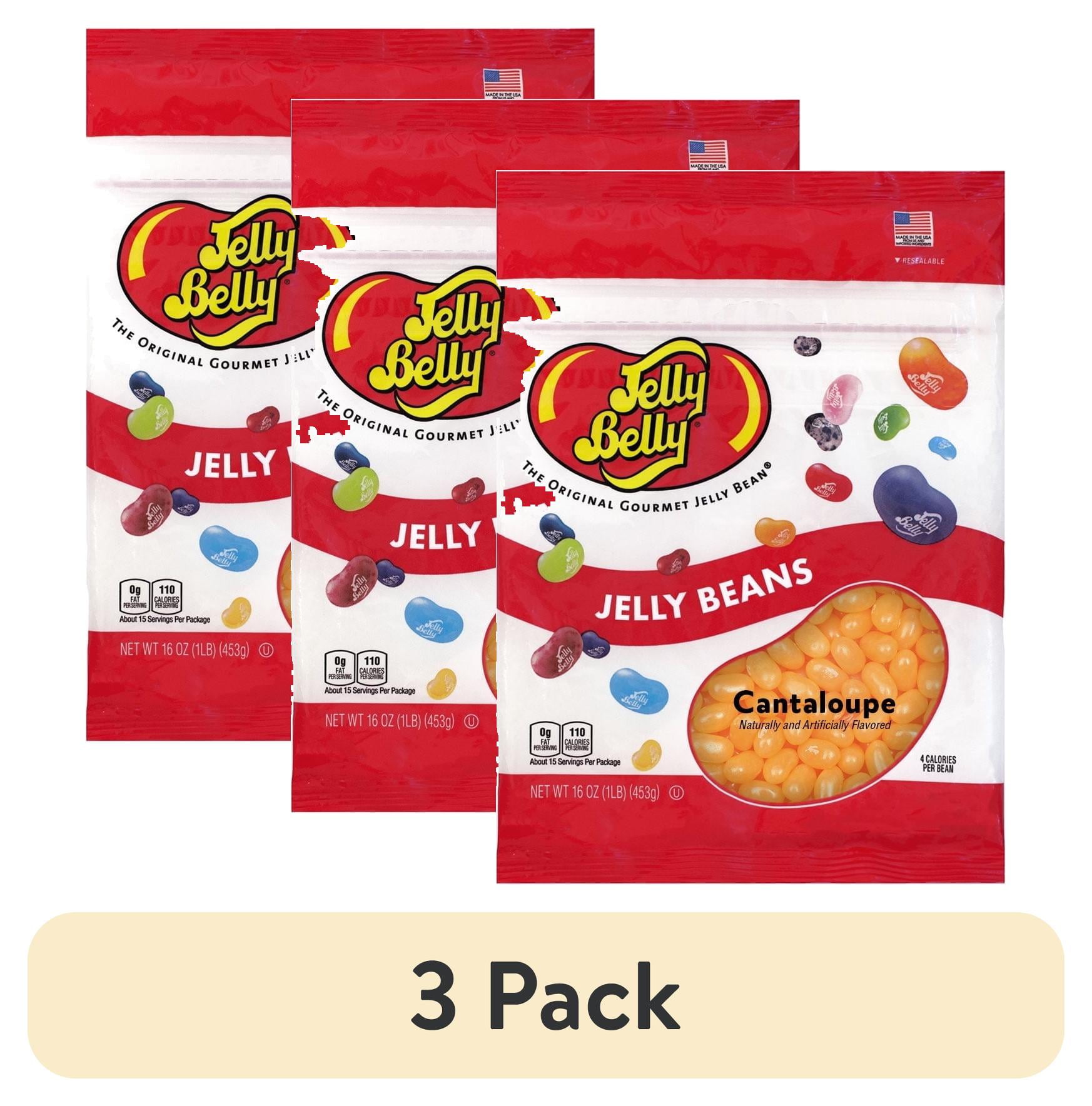 (3 pack) Jelly Belly Cantaloupe Jelly Beans - 1 Pound (16 Ounces) of Melon Flavor Candy in a Resealable Bag