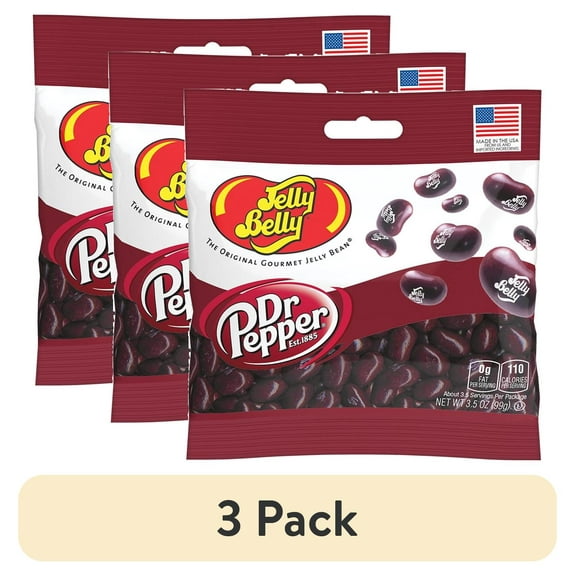 (3 pack) Jelly Belly Dr. Pepper Jelly Beans - 3.5 oz Grab & Go Bags - True-to-life Dr.Pepper-flavored Candy