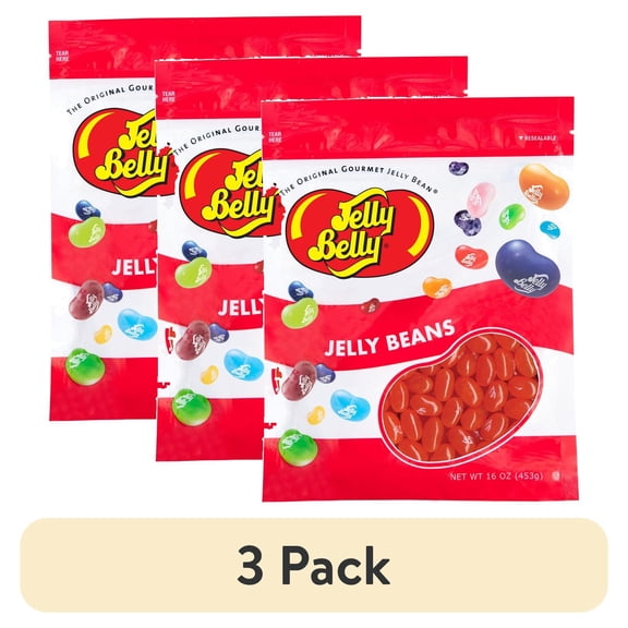 (3 pack) Jelly Belly Orange Crush Jelly Beans - 1 Pound (16 Ounces), Orange Soda Flavor, Resealable Bag