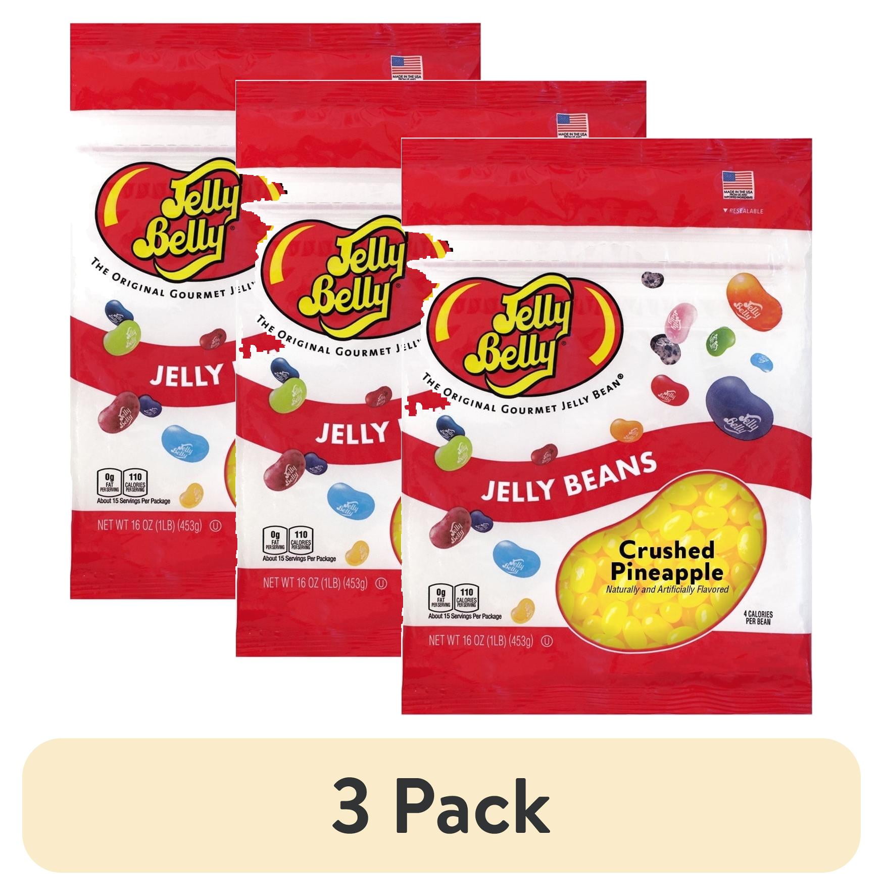 (3 pack) Jelly Belly Pineapple Jelly Beans - 1 Pound (16 Ounces), Fresh Pineapple Flavor, Resealable Bag