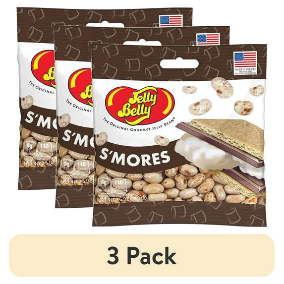 (3 pack) Jelly Belly S'Mores Jelly Beans - 3.5 oz Grab & Go® Bags - True-to-life S'Mores-flavored Candy
