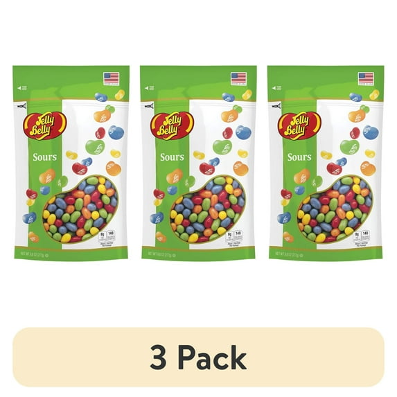 (3 pack) Jelly Belly Sours Jelly Beans - 9.8 Ounces of 5 Juicy Sour Fruit Flavors in a Resealable Pouch Bag