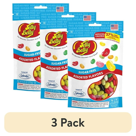 (3 pack) Jelly Belly Sugar-Free Mix of 10 Popular Flavors Jelly Bean Candy, 8.25 Ounce Resealable Pouch Bag