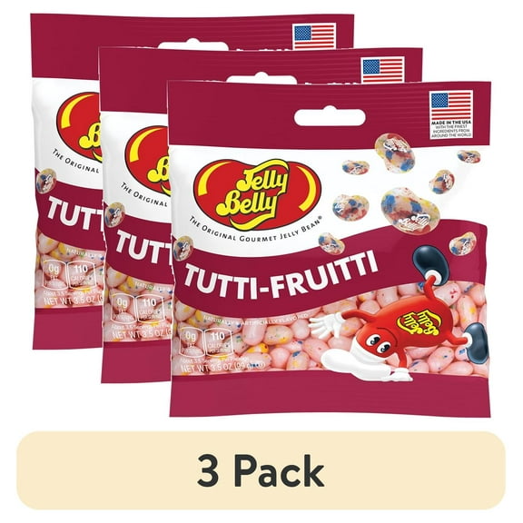 (3 pack) Jelly Belly Tutti-Fruitti Jelly Beans - 3.5 oz Grab & Go Bag - True-to-life Tutti-Fruitti-flavored Candy