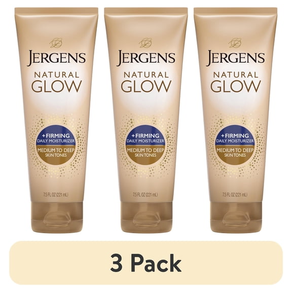 (3 pack) Jergens Natural Glow Firming Daily Moisturizer Medium to Tan Sunless Self Tanner Lotion, 7.5 fl oz