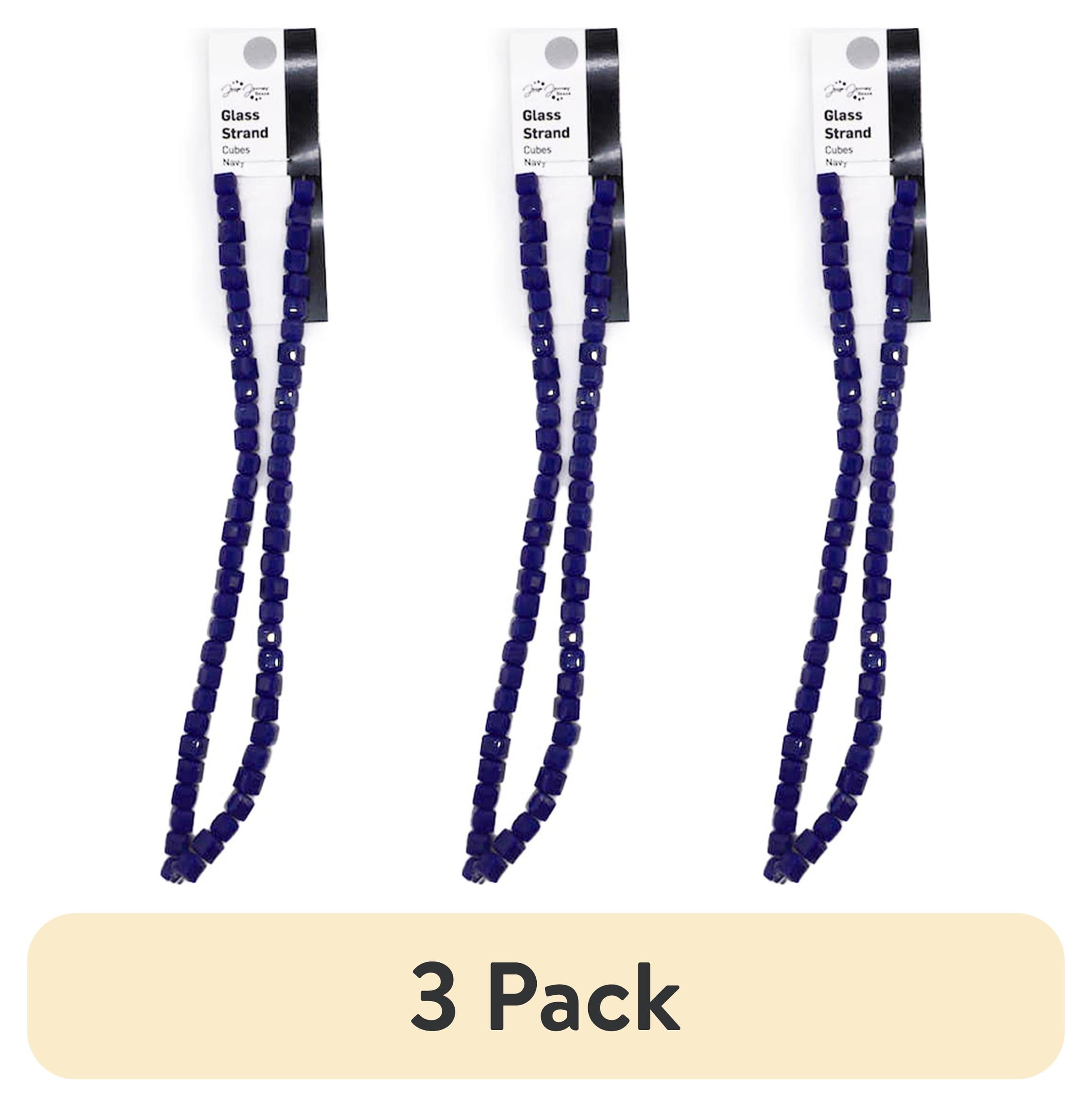 (3 pack) Jesse James Beads Navy Cube Glass Bead – Multi-Purpose Craft Bead for Ages 16+, Unisex, 1 Piece