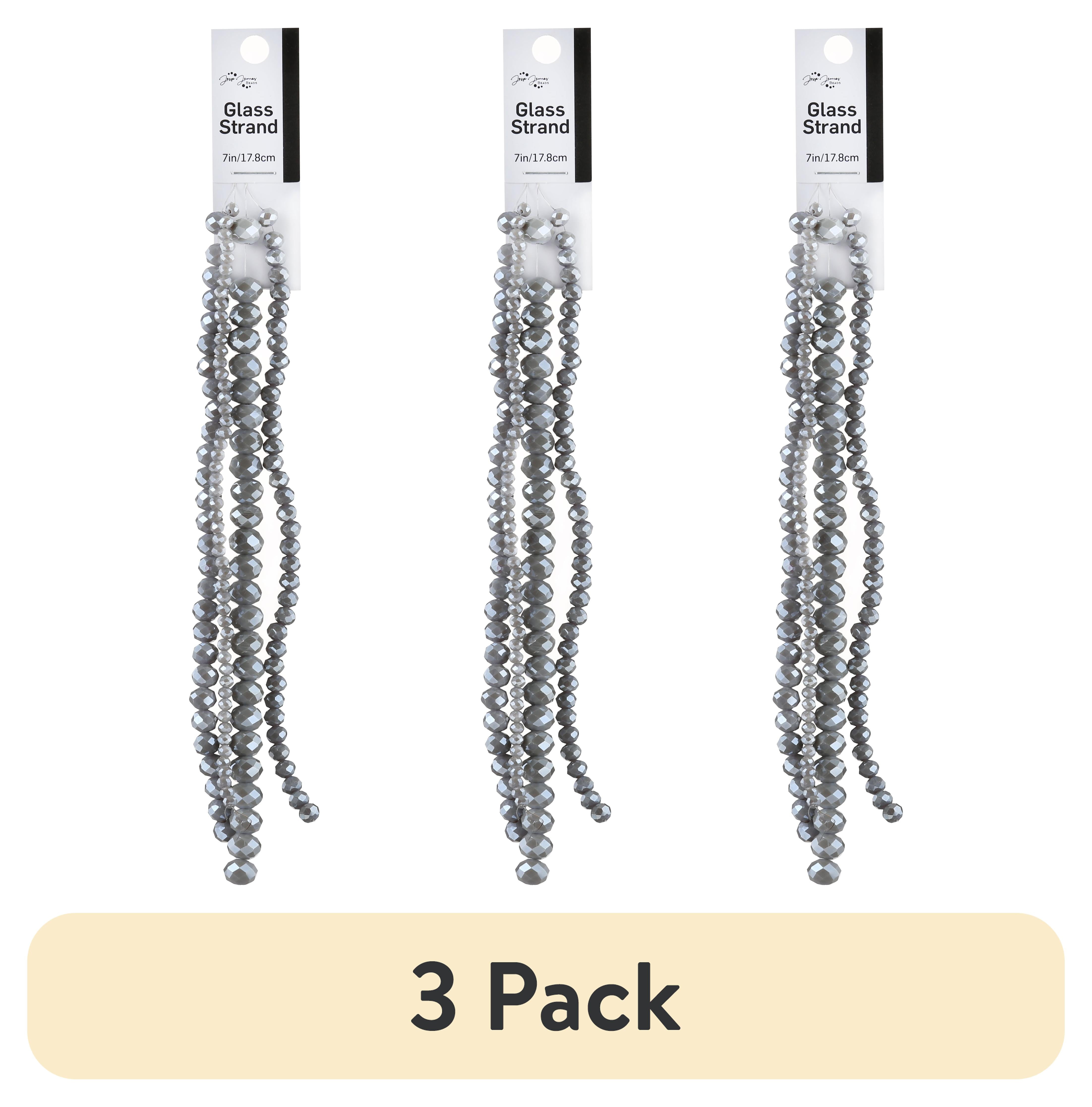(3 pack) Jesse James Glass Strand Bead – Gray, 4 Strands, 1 Piece, Multi-Purpose for Teens and Adults