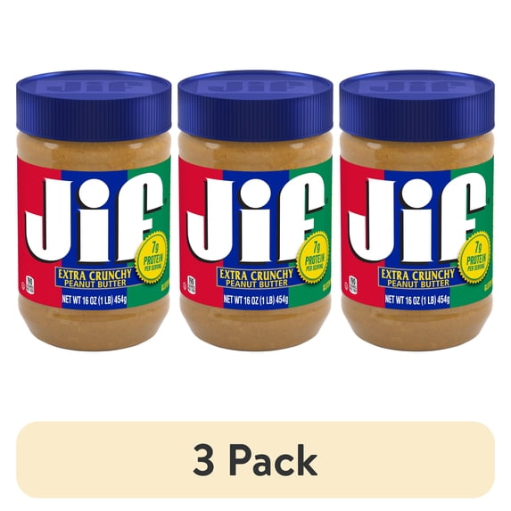 (3 pack) Jif Extra Crunchy Peanut Butter, 16-Ounce Jar