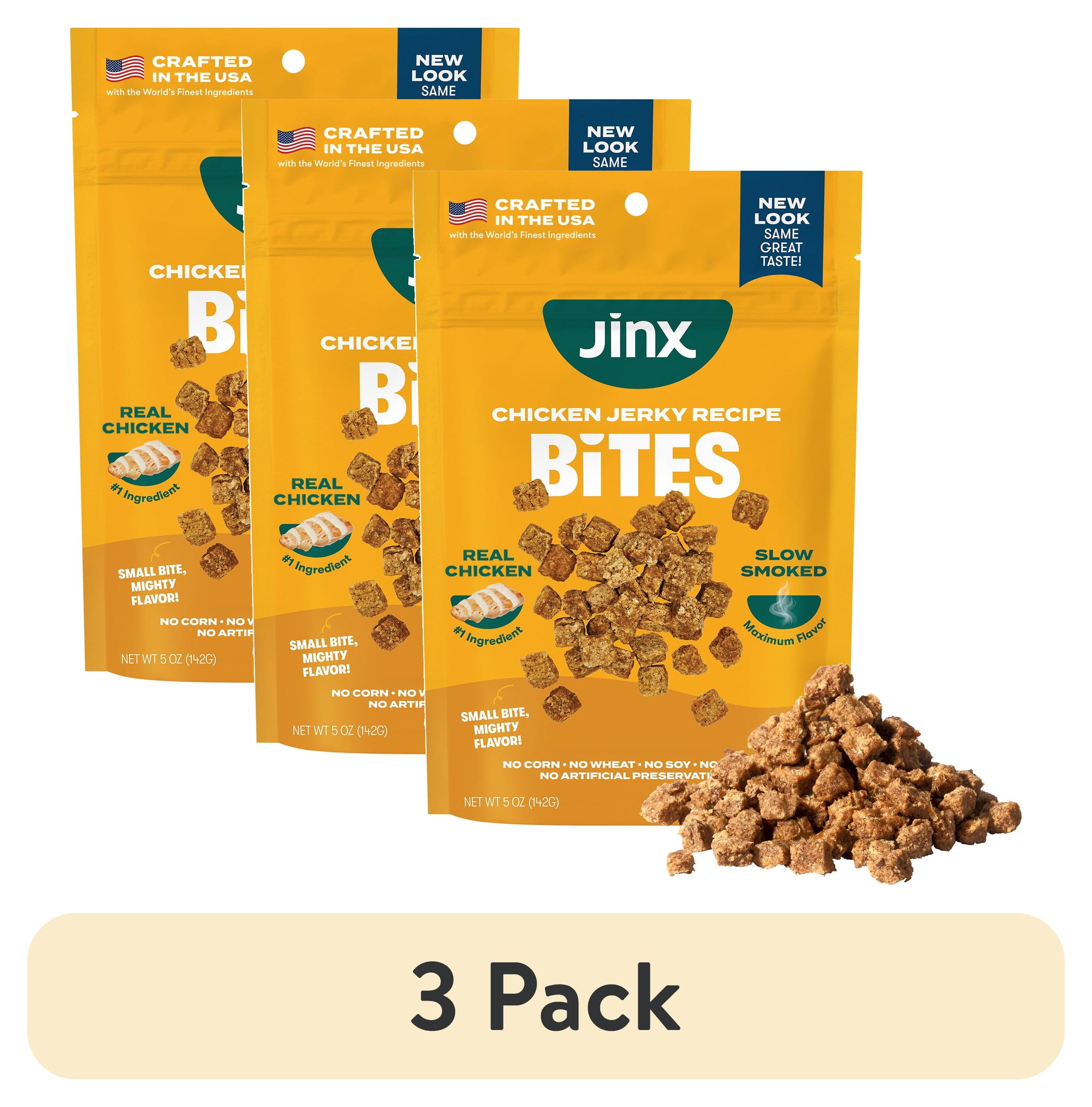 (3 pack) Jinx All Natural Slow-Smoked Chicken Flavor Jerky Bites for Dogs, 5 oz Bag