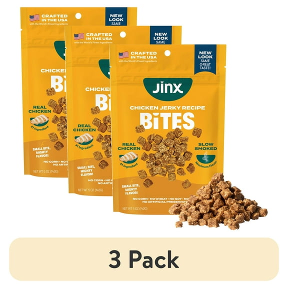 (3 pack) Jinx Chicken Bites, Natural Soft Jerky Dog Treats, 5 oz Bag