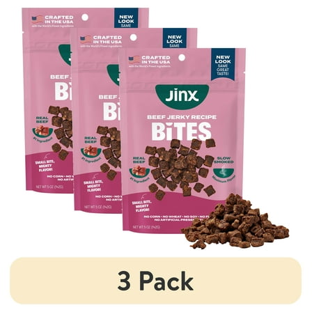(3 pack) Jinx Beef Bites, Natural Soft Jerky Dog Treats, 5 oz Bag