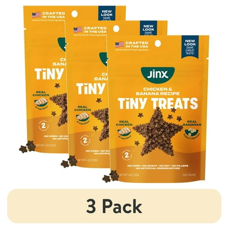 (3 pack) Jinx Chicken and Banana Tiny Treats Natural Dog Training Treats, 4 oz Bag