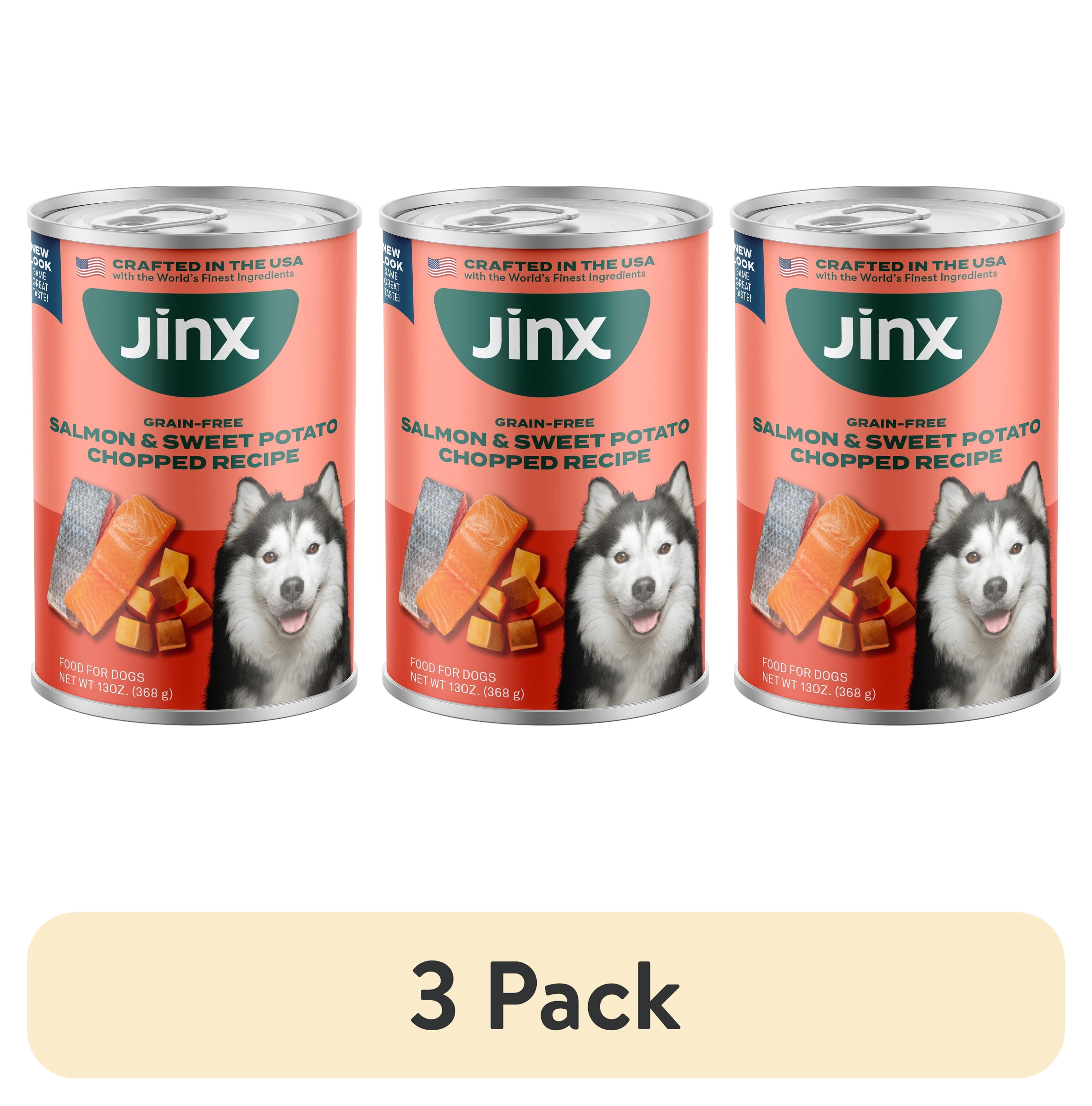 (3 pack) Jinx Chopped Salmon & Chicken Recipe Natural Wet Dog Food, Grain-Free, 13 oz Can