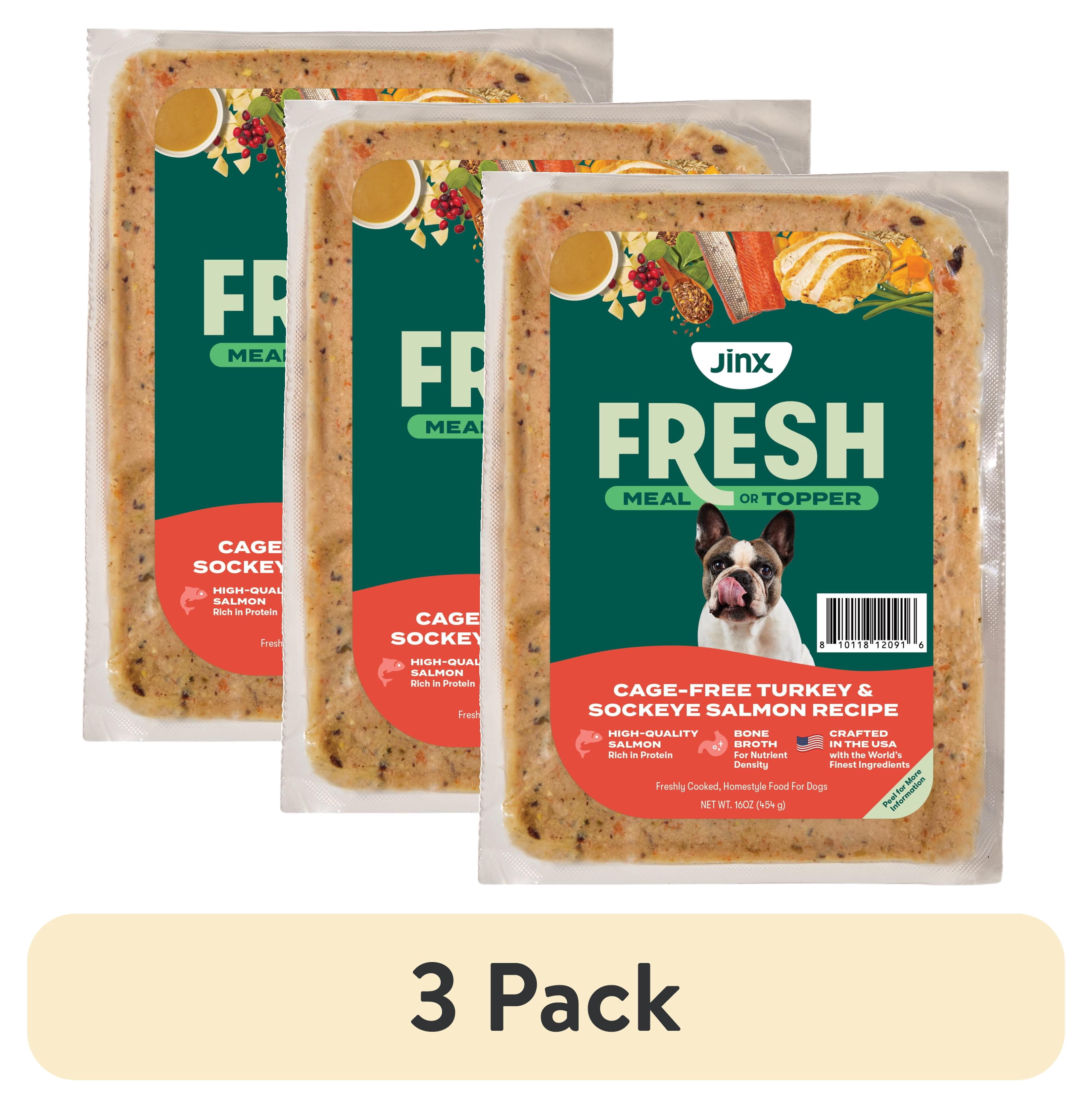 6 pack) Jinx Fresh Cage-Free Turkey & Sockeye Salmon Dog Food Meal