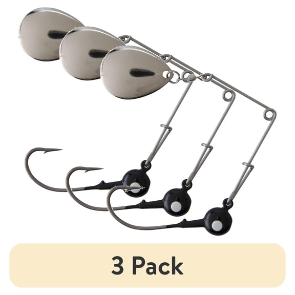 (3 pack) Johnson Original Beetle Spin Fishing Lure, Yellow/Black Stripe, 2 in