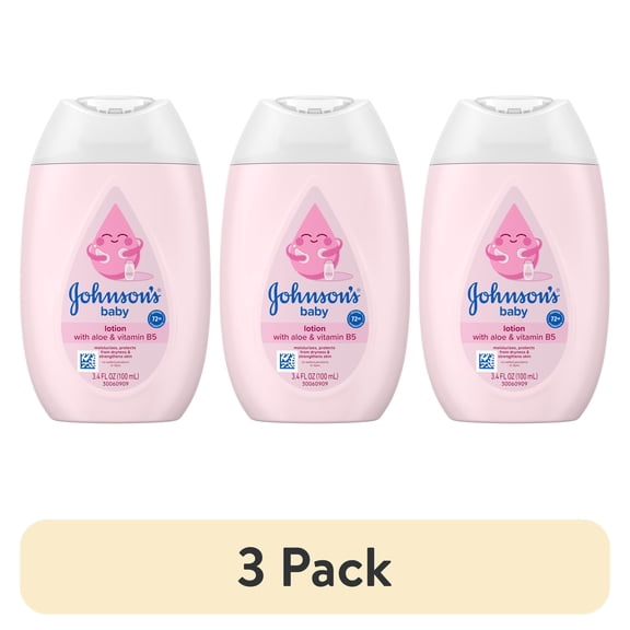 (3 pack) Johnson's Baby Moisturizing Baby Lotion, Coconut Oil & Aloe, 3.4 fl. oz