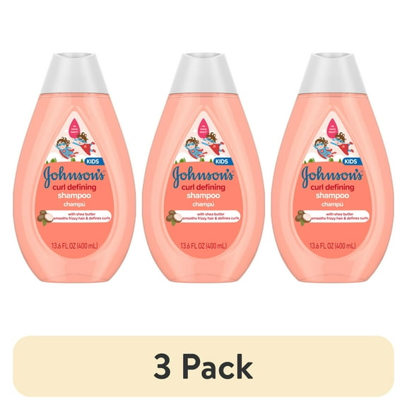 (3 pack) Johnson's Kids, Curl-Defining Shampoo with Shea Butter, Tear-Free, 13.6 FL OZ