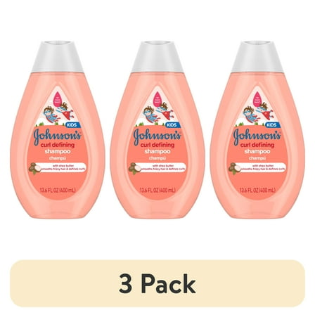 (3 pack) Johnson's Kids, Curl-Defining Shampoo with Shea Butter, Tear-Free, 13.6 FL OZ