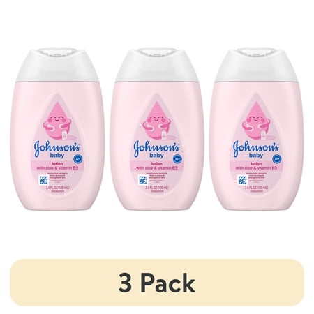 (3 pack) Johnson's Baby Moisturizing Baby Lotion, Coconut Oil & Aloe, 3.4 fl. oz