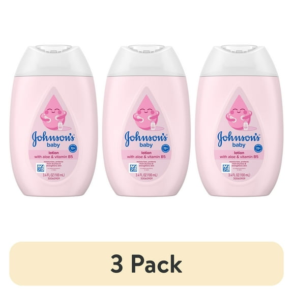 (3 pack) Johnson's Baby Moisturizing Baby Lotion, Coconut Oil &amp; Aloe, 3.4 fl. oz