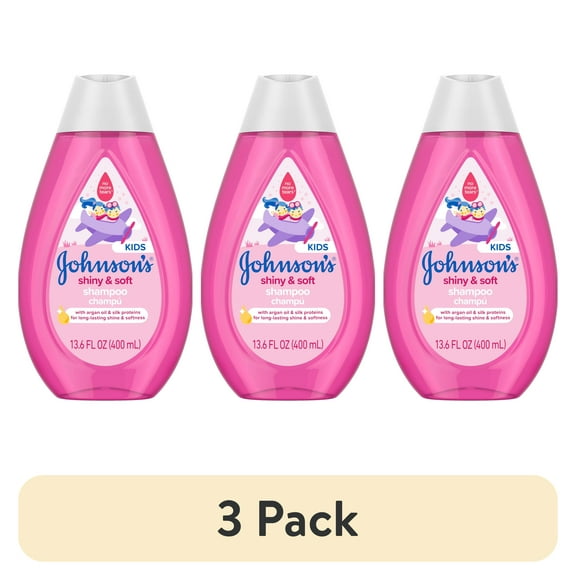 (3 pack) Johnson's Shiny & Soft Kids' Shampoo, Argan Oil, 13.6 fl. oz