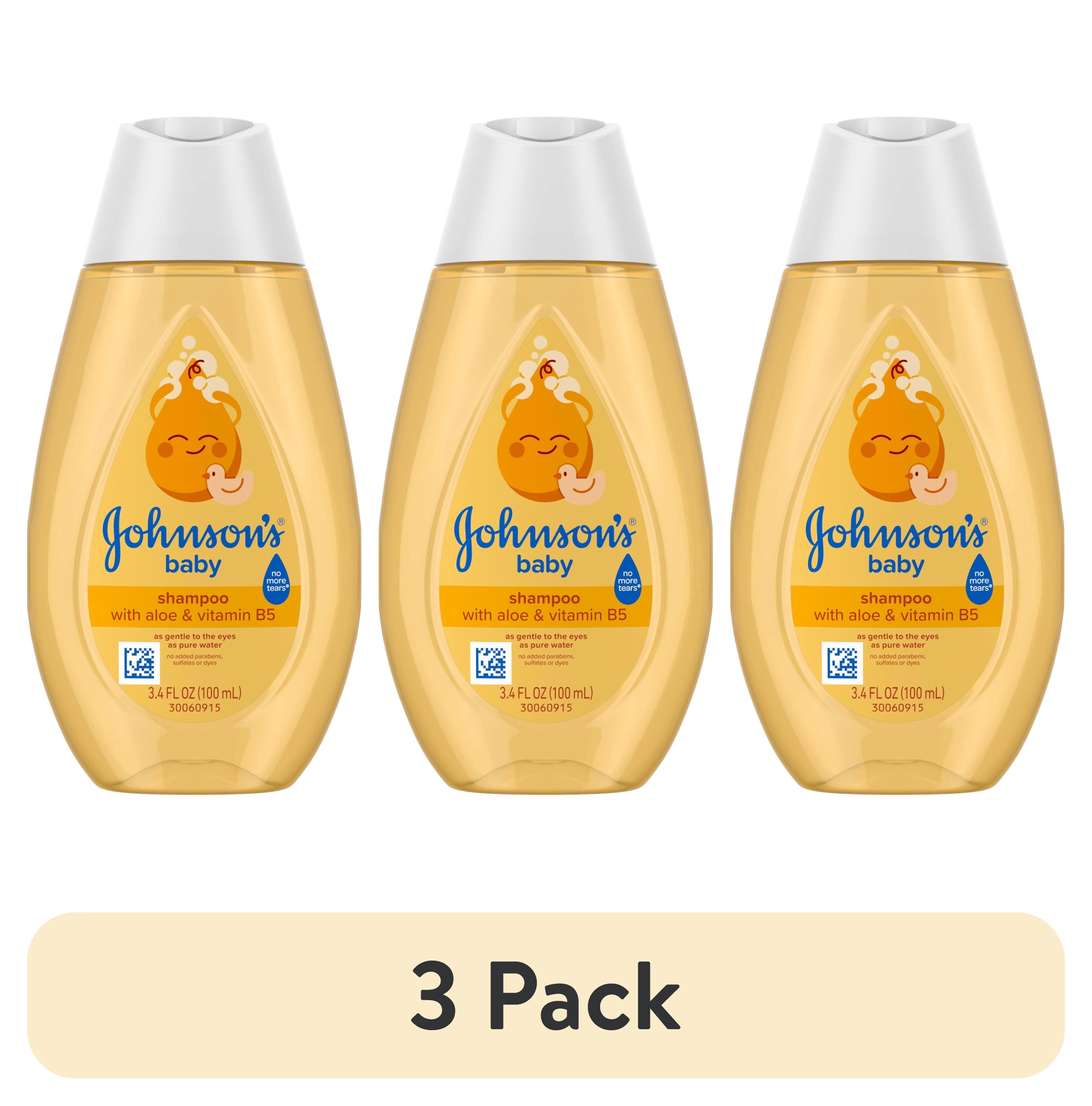 (3 pack) Johnson's Baby Shampoo with Aloe & Vitamin B5, Tear-Free, 3.4 fl. oz