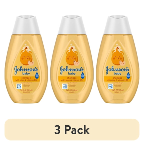 (3 pack) Johnson's Baby Shampoo with Aloe & Vitamin B5, Tear-Free, 3.4 fl. oz