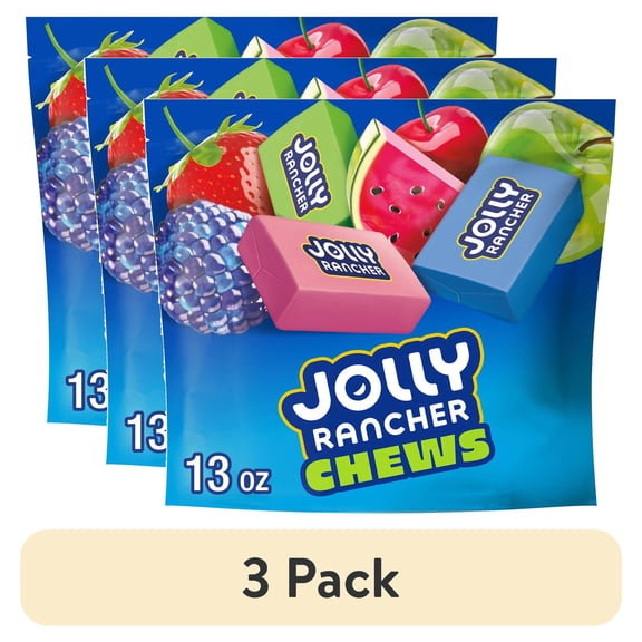 (3 pack) Jolly Rancher Chews Assorted Fruit Flavored Candy, Bag 13 oz