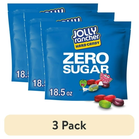 (3 pack) Jolly Rancher Zero Sugar Assorted Fruit Flavored Hard Candy, Bag 18.5 oz