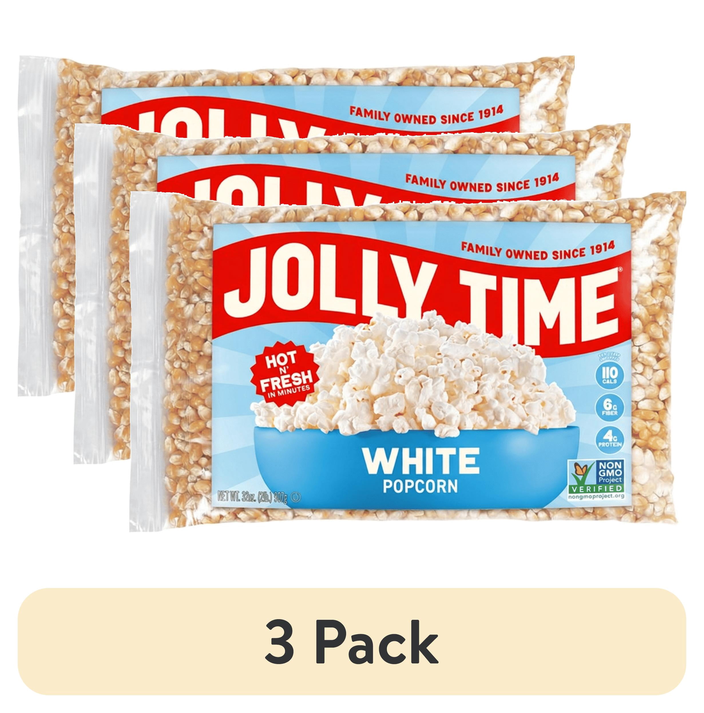 3 pack) JOLLY TIME White Popcorn Kernels, 32 oz Bag, Non-GMO