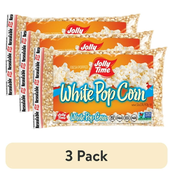 (3 pack) Jolly Time White Popcorn Kernels, 32 oz. Bag