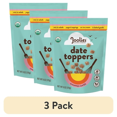 (3 pack) Joolies Organic Medjool Date Toppers, 6 oz