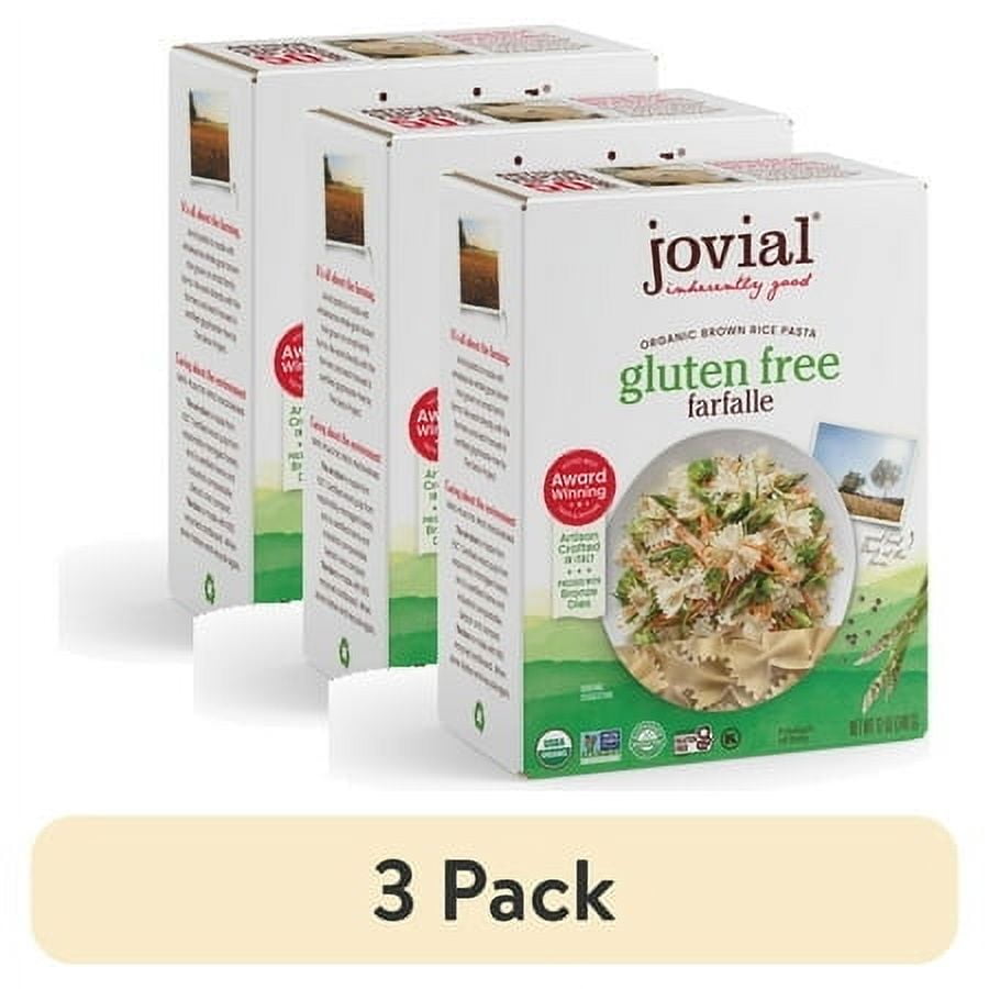 (3 pack) Jovial Gluten Free Organic Brown Rice Pasta Farfalle, 12oz