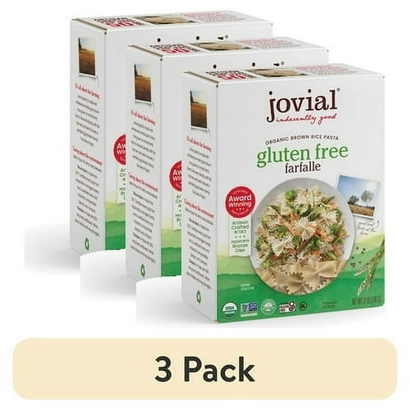 (3 pack) Jovial Gluten Free Organic Brown Rice Pasta Farfalle, 12oz