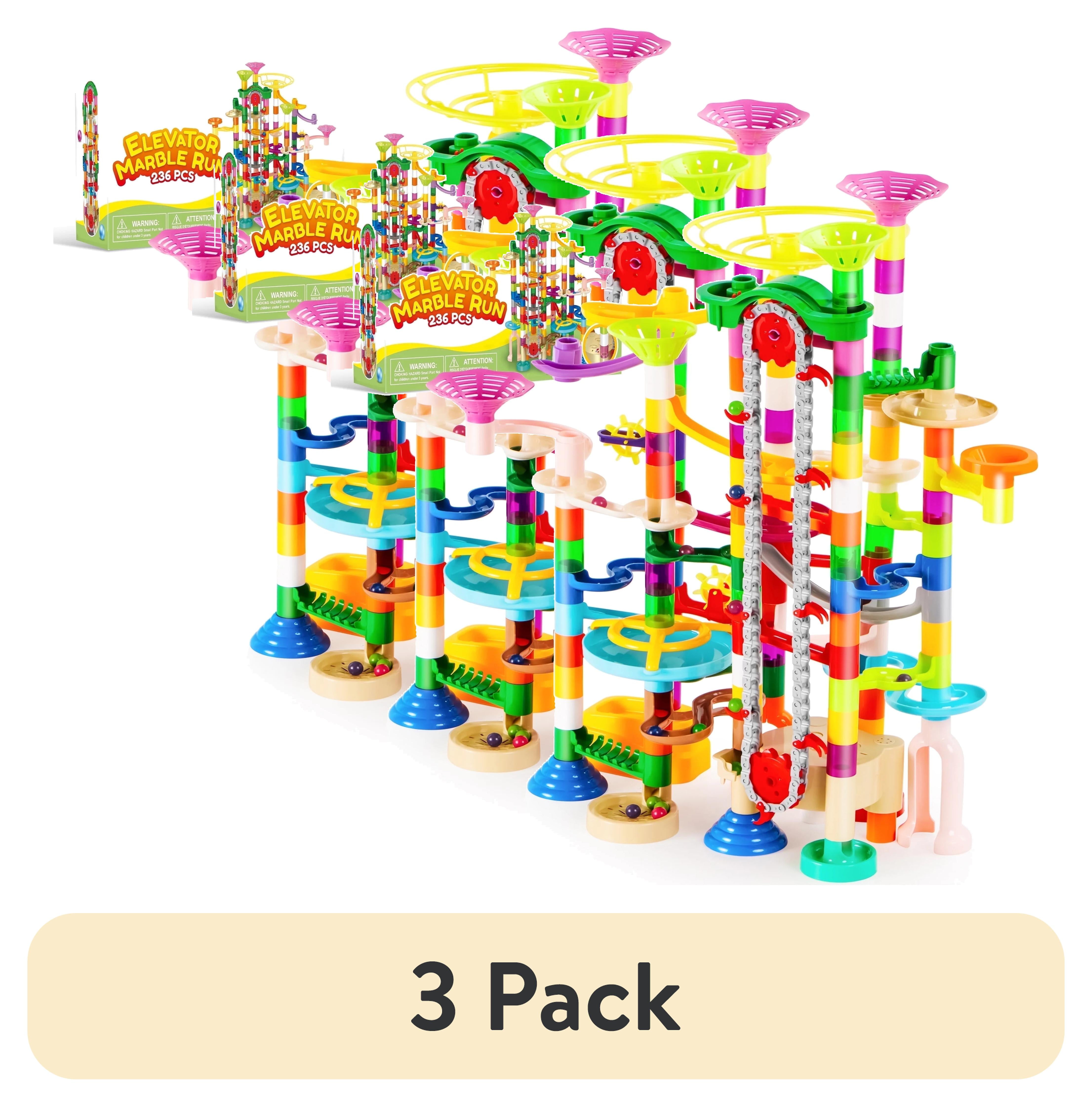 3 pack) Joyfy 236 Pcs Glowing Marble Run with Motorized Elevator