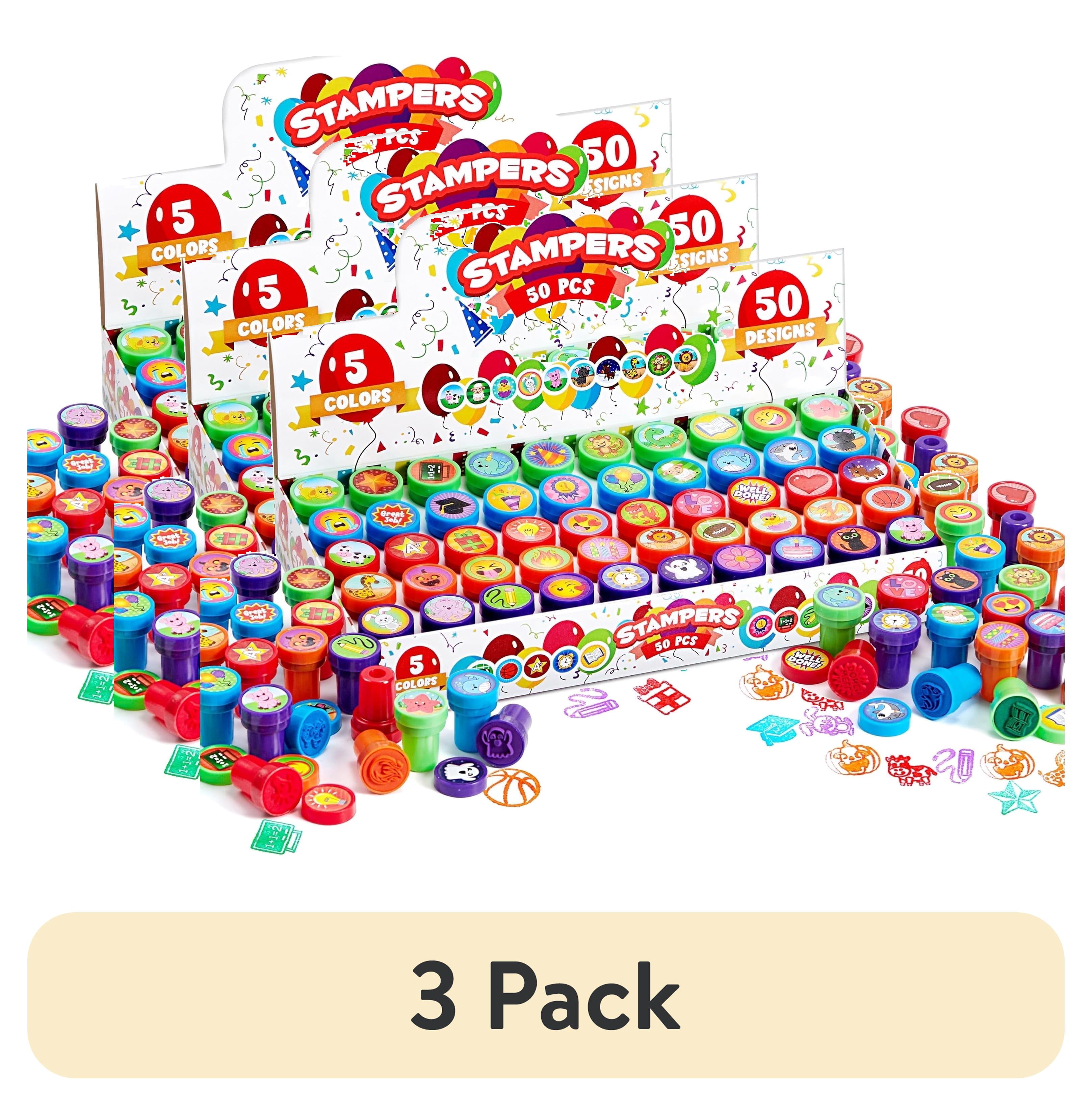 (3 pack) Joyfy 50 Pcs Assorted Stamps for Kids, Self-Ink Stamps with 50 Designs for Birthday Party Favor, Carnival Prizes, School Stampers, Goodie Bag, Halloween, Christmas