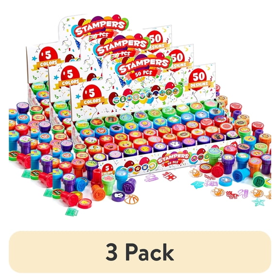 (3 pack) Joyfy 50 Pcs Assorted Stamps for Kids, Self-Ink Stamps with 50 Designs for Birthday Party Favor, Carnival Prizes, School Stampers, Goodie Bag, Halloween, Christmas