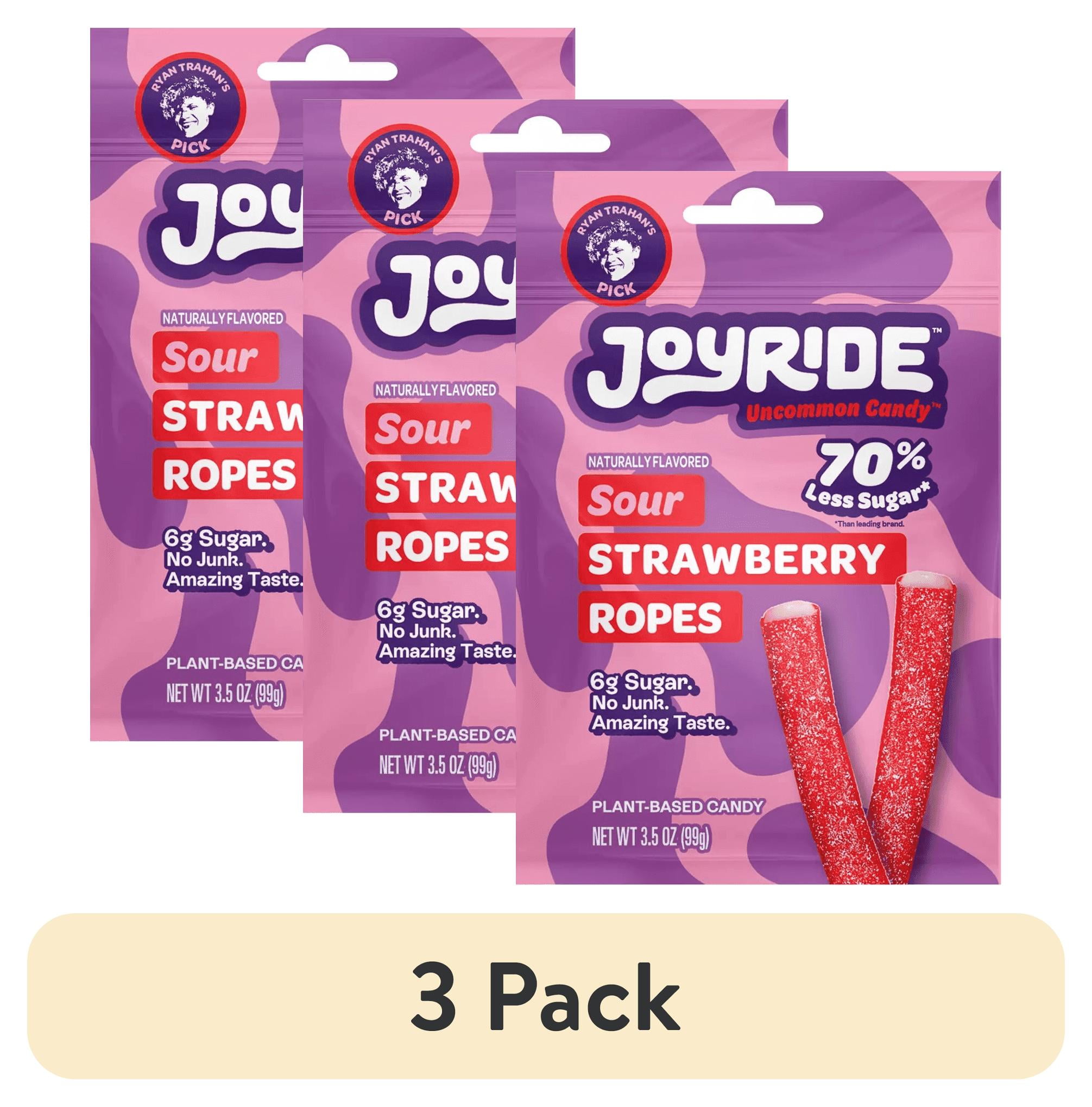 (3 pack) Joyride Uncommon Candy Sour Strawberry Ropes 3.5 oz