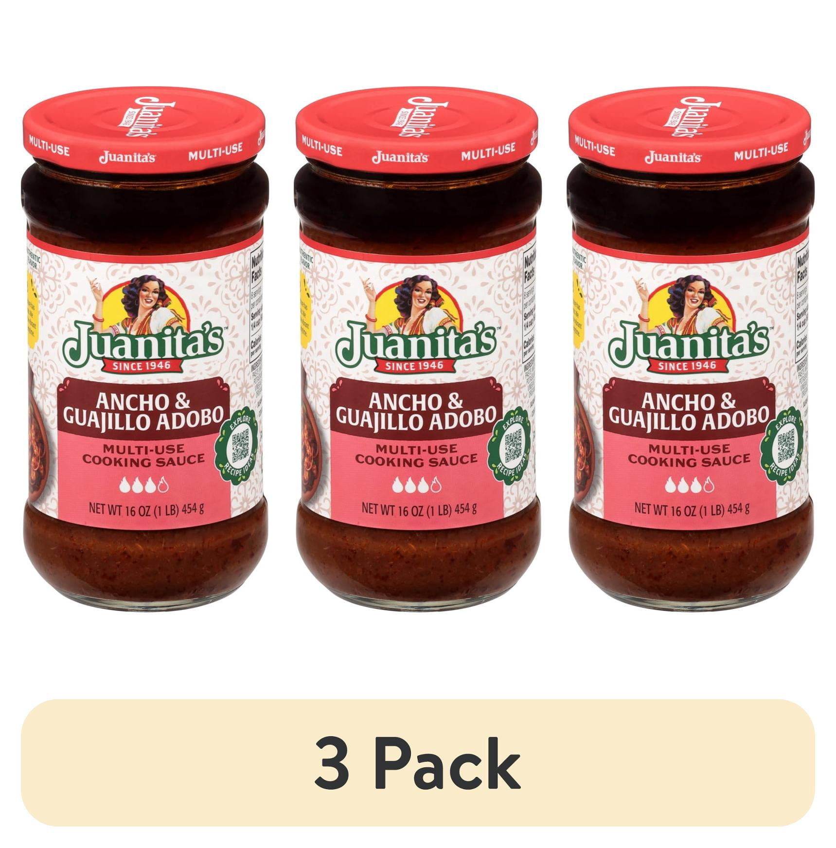 (3 pack) Juanita's Foods Ancho & Guajillo Adobo Multi-Use Cooking Sauce 16 oz Jar