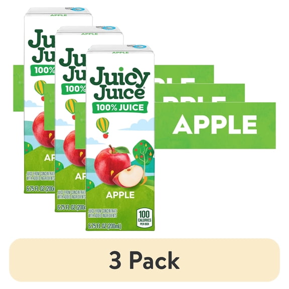 (3 pack) Juicy Juice 100% Juice, Apple Juice, 8 Count, 6.75 fl oz Juice Boxes