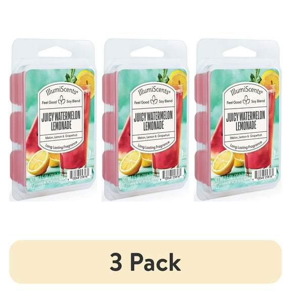 (3 pack) Juicy Watermelon Lemonade Wax Melt, IllumiScents, Highly Fragrant Soy Blend, 2.5 oz (1-Pack)