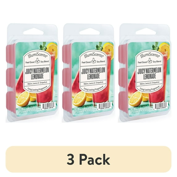 (3 pack) Juicy Watermelon Lemonade Wax Melt, IllumiScents, Highly Fragrant Soy Blend, 2.5 oz (1-Pack)