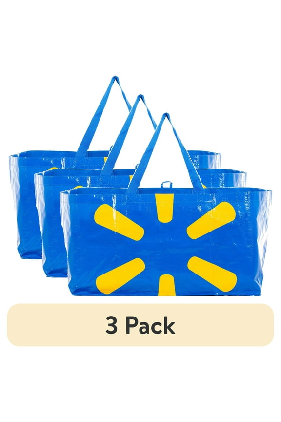 (3 pack) Walmart Jumbo Reusable Shopper Bag for Adults