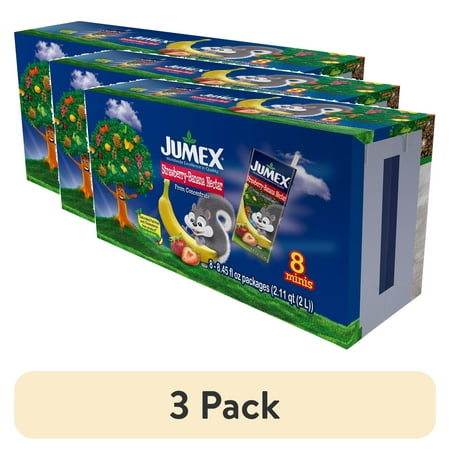 (3 pack) Jumex Strawberry Banana Nectar Juice Boxes, 8.45 fl oz, 8 pack