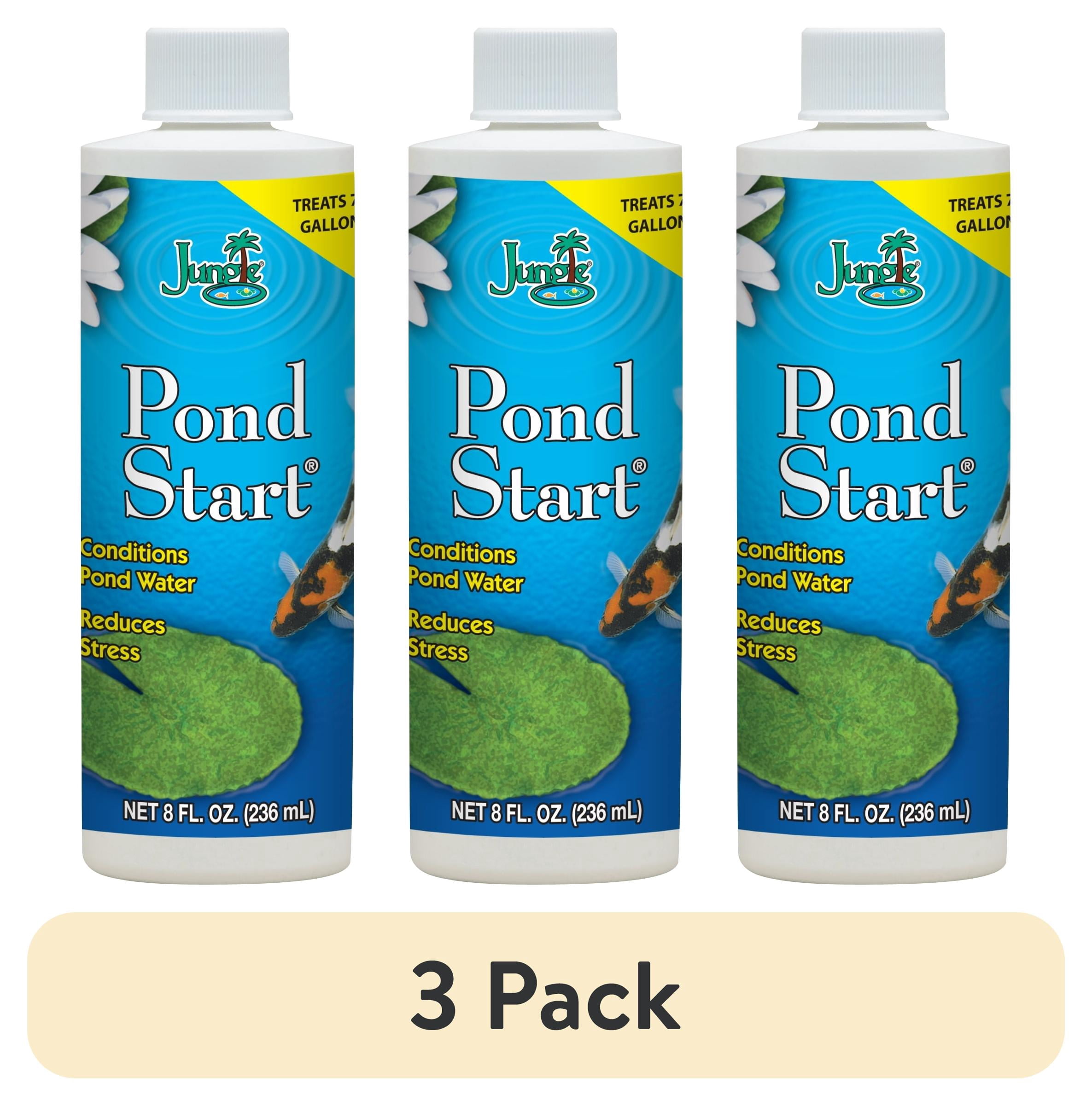 (3 pack) Jungle Pond Start, Pond Water Treatment Solution for Outdoor Ponds, 8 oz.